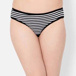 Clovia Black Striped Bikini Panty-image-3