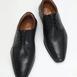 Louis Philippe Men's Black Derby Shoes-picture-1
