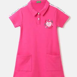 United Colors of Benetton Kids Fuchsia Solid Polo Dress-image-69