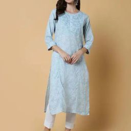 SHOWOFF Blue Printed Straight Kurta-picture-21