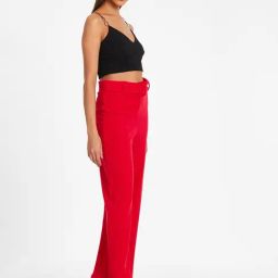 Quiz Red Solid Trousers-picture-21