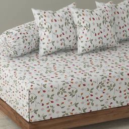 Swayam Veda White/Neutral Pure Cotton Floral Diwan Set-image-26