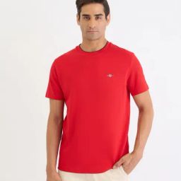 GANT Red Regular fit Solid T-Shirt-6