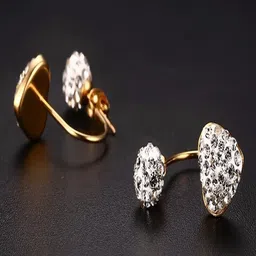 DressBerry Gold-Plated Artificial Stones Studded Contemporary Shaped Studs-image-33