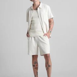Jack & Jones Off White Regular Fit Textured Shorts-picture-5