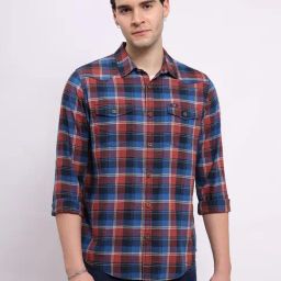 Lee Blue Regular Fit Check Shirt-image-25