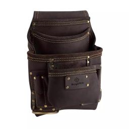A.D INTERNATIONAL Tool Pouch Heavy Duty Leather Dark Tan Color with Hammer Loop, Tool Organizer for Drywall Contractors, 100-CS-179-18