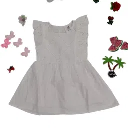Creative Kid's Girls White Cotton Embroidered Dress-image-79