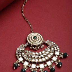 Panash Gold Plated Green Beaded Jhumar Passa-20