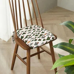 Kuber Industries Green & White 6 Pieces Printed Cotton Chair Pads-43