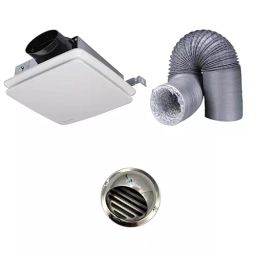 Astberg 100 mm (4 inch) Dia. 10 m Aluminum, PVC & Steel White & Black Cassette Exhaust, Duct Pipe & Cowl, ASE1003-19