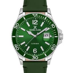 Daniel Klein Green Dial Analog Watch With Leather Strap - DK.1.13905-3-18