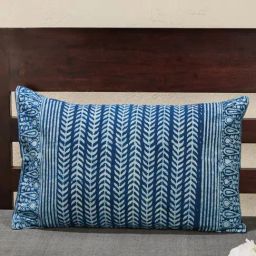 Fabindia Roshan Blue Cotton Printed Cushion Cover-image-94