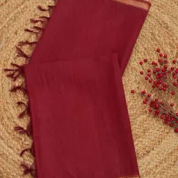 Soch Maroon Chanderi Solid Dupatta-picture-29