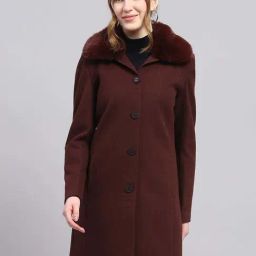 Monte Carlo Wine Regular Fit Self Pattern Coat-picture-4