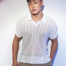 Campus Sutra White Regular Fit Self Pattern Polo T-Shirt-image-8
