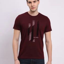 Lee Maroon Slim Fit Printed T-Shirt-image-33