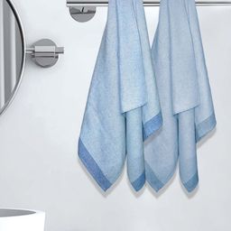 Myntra Elegant Homes Blue & White 2 Striped Cotton 150 GSM Bath Towel-picture-49