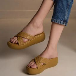 Inc.5 Women's Beige Cross Strap Wedges-picture-32