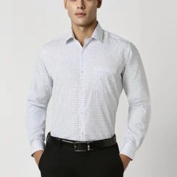 Van Heusen White Cotton Regular Fit Checks Shirt-image-91