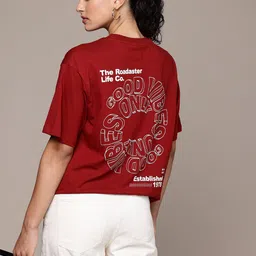 The Roadster Life Co. Printed Drop-Shoulder Sleeves Oversized Pure Cotton T-shirt-picture-44
