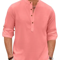 Fifth U Men Peach Kurta-image-65