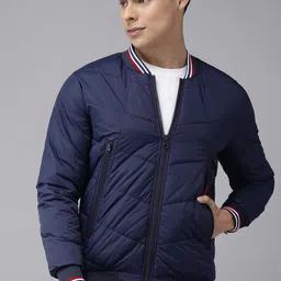 U S Polo Assn Men Navy Blue Solid Bomber Jacket-image-69