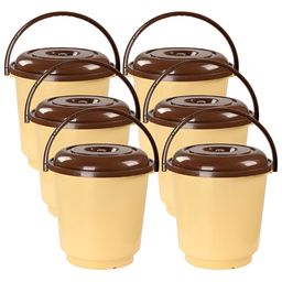 Aura Cream-Coloured & Brown 6 piece Solid Plastic Bath Accessories Set-3