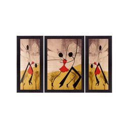 eCraftIndia Multicoloured Set of 3 Abstract UV Wall Art-16