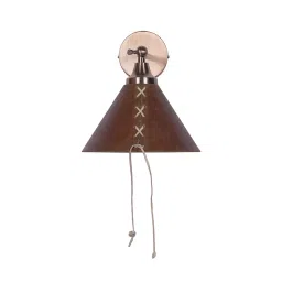Fos Lighting Conical Brown Leather Wall Light - LeatherStitchConeLace-Tan-WL1-image-6