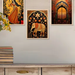 Kotart Brown & Orange 3 Pieces Religious Wooden Wall Arts-picture-34