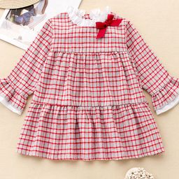 YK Girls Checked Fit & Flare Dress-image-87