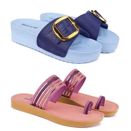 BERSACHE Women Pack Of 2 One Toe Flats & Sliders-picture-18