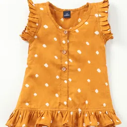 JAV Creations Short Flutter Sleeves Bandhani Print Top - Light Brown-picture-17