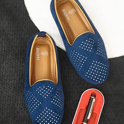 Stefens Polka Dots Printed Mojaris - Blue-image-67