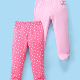 Doodle Poodle 100% Cotton Boottie Legging Polka Dots Print Pack Of 2 - Pink-picture-12
