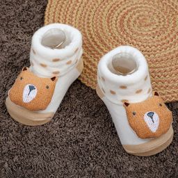 Baby Moo 3D My Pet Applique Detailed  Anti Skid Sock - White-image-2
