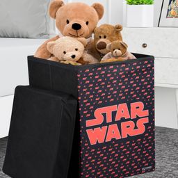 Kuber Industries Star Wars Toy Storage Box  Laundry Basket for Toys  Folding Laundry Basket  Clothes Hamper with Lid & Handles  Storage Basket for Bathroom  60 LTR  Black-15