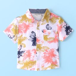 CrayonFlakes Rayon Half Sleeves Floral Printed Shirt - Offwhite-image-62