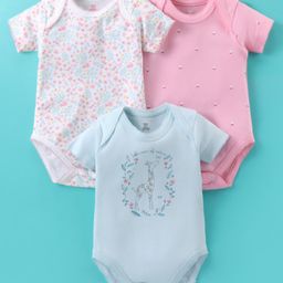 I Bears Interlock Half Sleeves Onesies Floral Print Pack of 3 - Multicolor-image-24