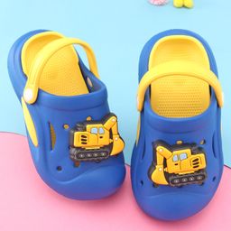 Oh! Pair Slip On Clogs with Bulldozer Applique & Back Strap - Blue-0
