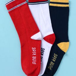Pine Kids Cotton Knit Ankle Length Color Block Socks Pack Of 3 (Color May Vary)-image-7