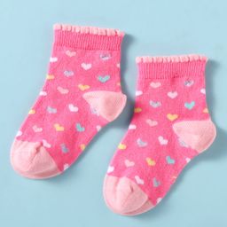 Mustang Cotton Knit Ankle Length Socks with Heart Design - Pink-image-82