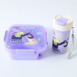 Dino Print Leak Proof & Freezer Safe Lunch Box Set - Purple-picture-3