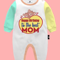 The Peppy Tend 100% Cotton Full Sleeves Happy Birthday To The Best Mom Text Printed Romper -Multi Colour-picture-27