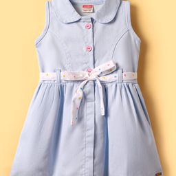 Twetoons Cotton Woven Sleeveless Solid Color Frock & Belt with Peter Pan Collar - Lavender-image-83