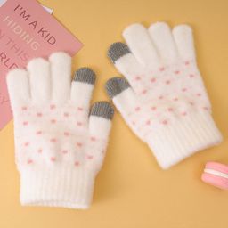 Pine Kids Gloves with Polka Dot Design - White-picture-10