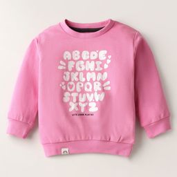 Pink Rabbit Interlock Knit Full Sleeves T-Shirt with ABCD Text Print - Pink-image-12