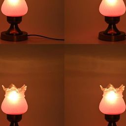 SOMIL Pink Printed Glass Cylindrical Shaped Table Lamp-picture-13