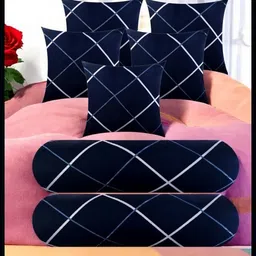 urmila creation 5 Cushion 2 Bolster Microfibre Stripes Bolster Pack of 7-picture-46